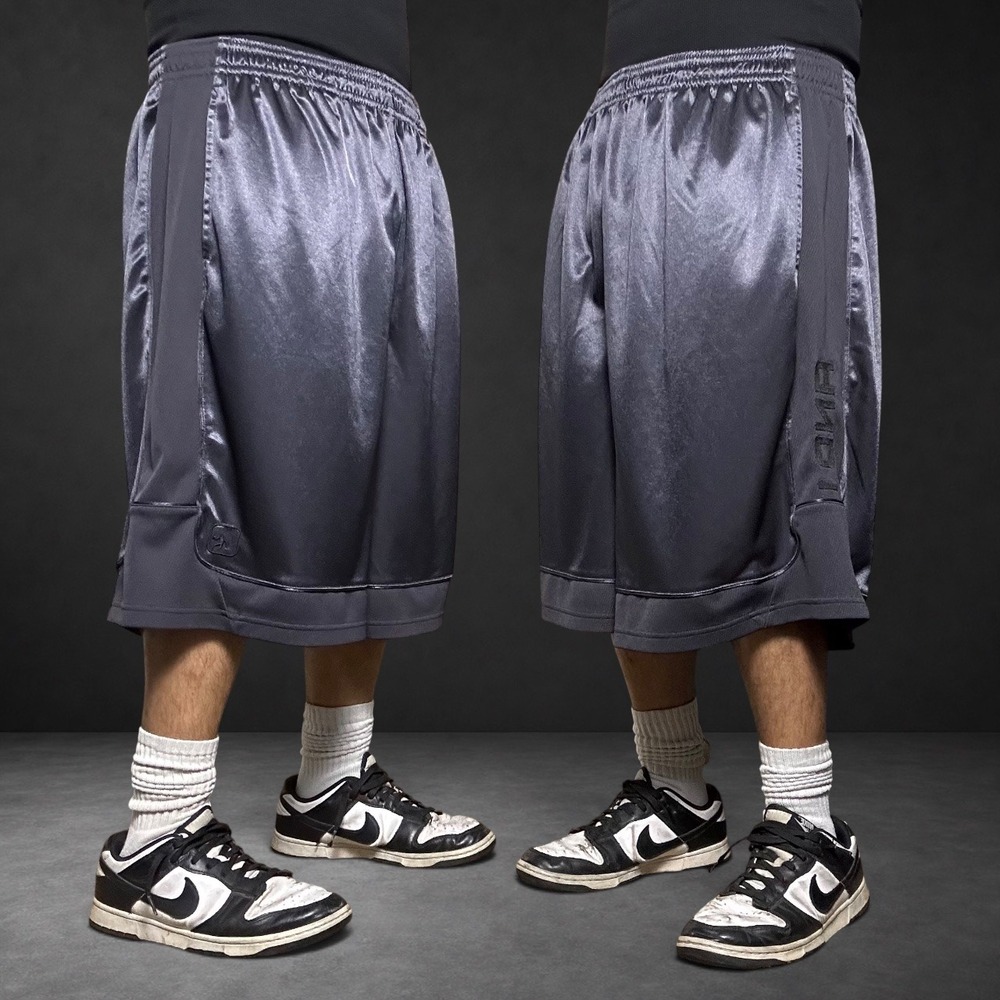 AND1 Basketball Shorts Gray Satin Baggy Y2K Retro Mens Size 3XL